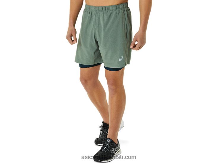 meeste 7in 2 in 1 lühike 6PB8D1352Asics samblikroheline kanarbik/prantsuse sinine