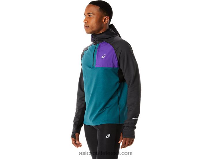 meeste talvejooksu pikkade varrukatega kapuuts 6PB8D840Asics sametmänni kanarbik/must