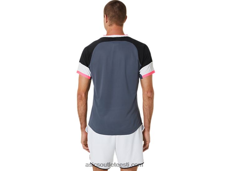 lühikeste varrukatega meeste tikutops 6PB8D454Asics jõudlus must/kandjahall