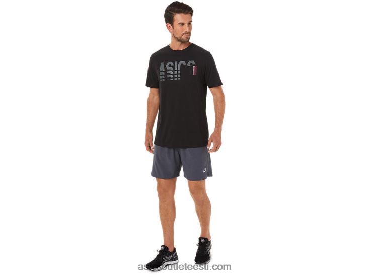 lühikeste varrukatega triibuline taskusärk 6PB8D1650Asics sooritus must