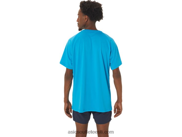 meeste finišijoone graafiline lühikeste varrukatega topp 6PB8D237Asics saare sinine