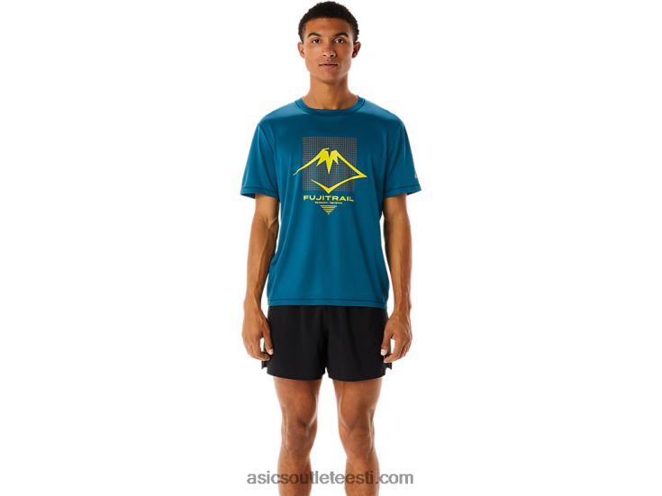 meeste fujitraili logoga lühikeste varrukatega topp 6PB8D436Asics tindisinine