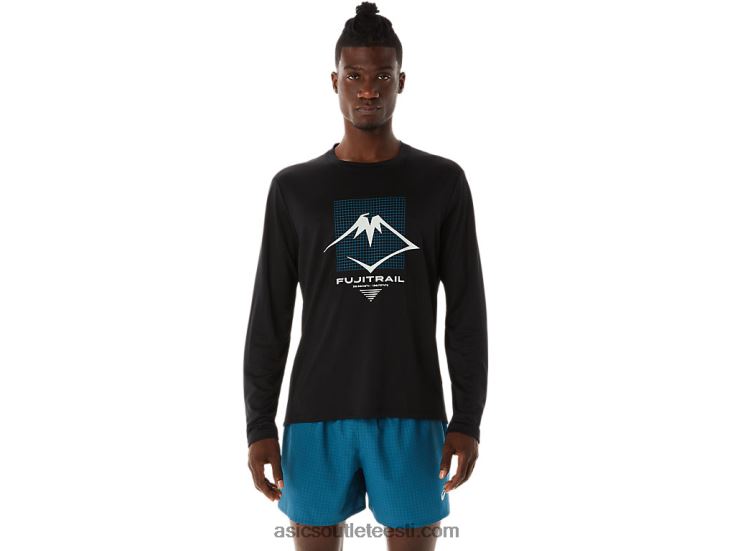 meeste fujitraili logoga pikkade varrukatega topp 6PB8D508Asics sooritus must