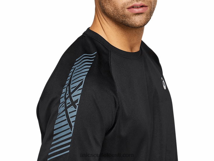 meeste ikoon lühikeste varrukatega topp 6PB8D1978Asics jõudlus must/kandjahall