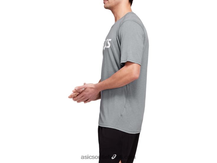 meeste triblend-treening lühikeste varrukatega 6PB8D1987Asics lehtkivi kanarbik/valge