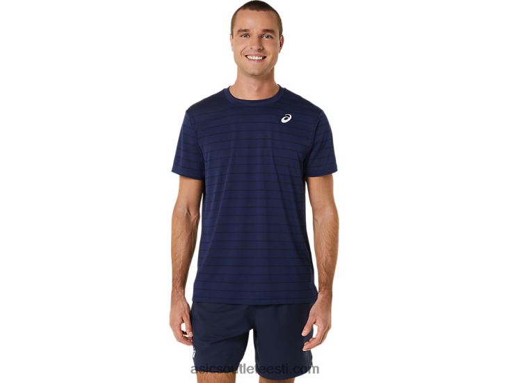 meeste triibuline lühikeste varrukatega topp 6PB8D443Asics kesköö