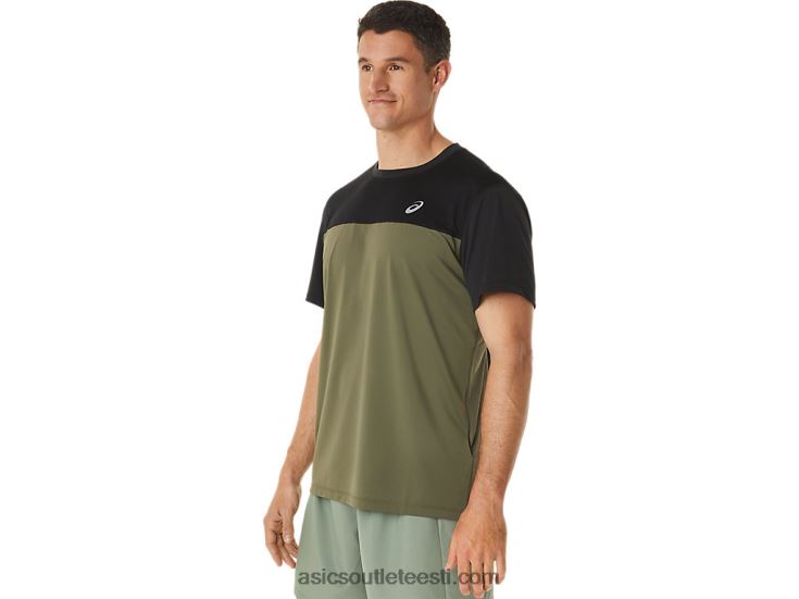 meeste võidusõidu lühikeste varrukatega topp 6PB8D1116Asics sooritus must/mantliroheline