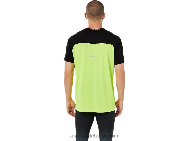 meeste võidusõidu lühikeste varrukatega topp 6PB8D1415Asics jõudlus must/ohtroheline