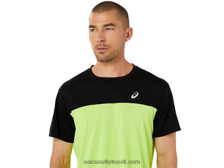 meeste võidusõidu lühikeste varrukatega topp 6PB8D1415Asics jõudlus must/ohtroheline