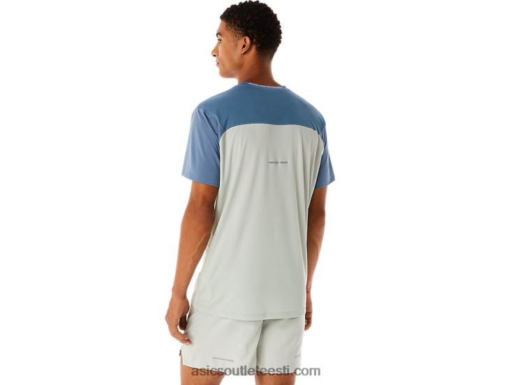 meeste võidusõidu lühikeste varrukatega topp 6PB8D22Asics terassinine/hele salvei