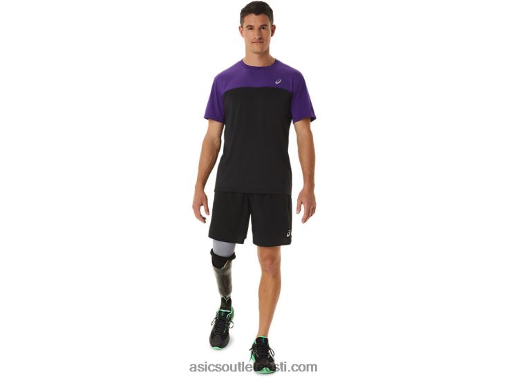 meeste võidusõidu lühikeste varrukatega topp 6PB8D891Asics viinamarjamoos/performance must