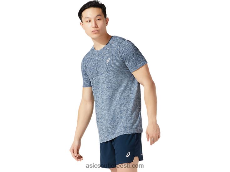 meeste võidusõidu õmblusteta lühikeste varrukatega 6PB8D1980Asics prantsuse sinine