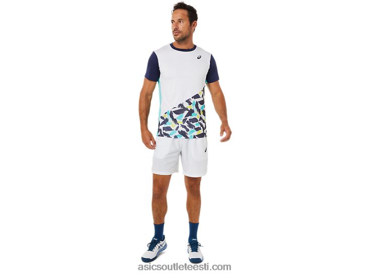 meeste väljaku graafiline lühikeste varrukatega topp 6PB8D1531Asics särav valge