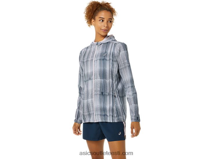 naiste valmiskomplekteeritud graafiline jakk 6PB8D3480Asics prantsuse sinine trükk/vaevu roosakas