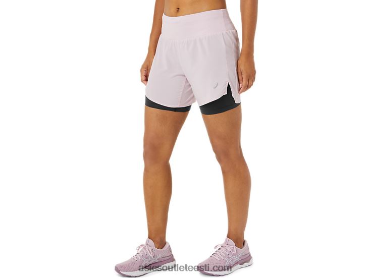 naiste maantee 2-n-1 5,5 lühidalt 6PB8D3487Asics vaevu roosakas / jõudlusmust