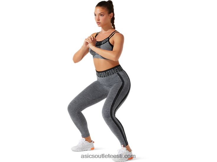 naiste kärbitud logoga õmblusteta rinnahoidja 6PB8D3928Asics jõudlus must/grafiithall