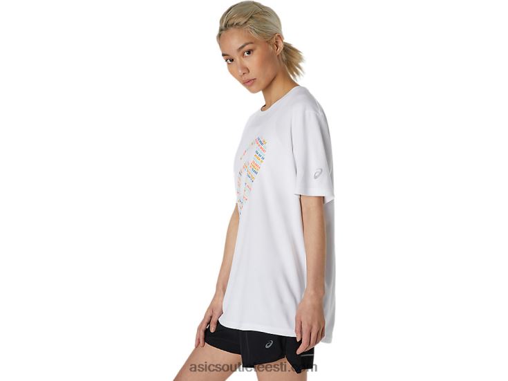 logoga trükitud lühikeste varrukatega topp 6PB8D1758Asics särav valge