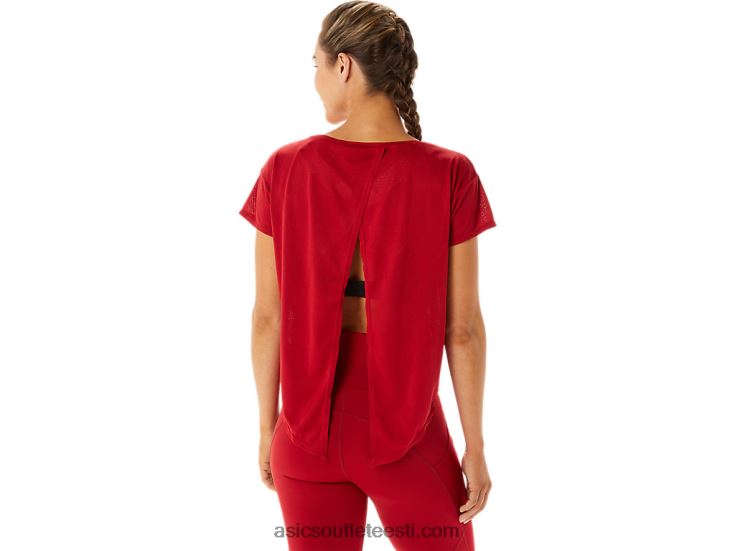 naiste Movekoyo žakaarmadratsist lühikeste varrukatega topp 6PB8D2800Asics jõhvikas