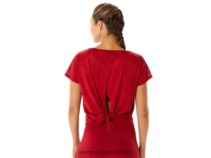 naiste Movekoyo žakaarmadratsist lühikeste varrukatega topp 6PB8D2800Asics jõhvikas