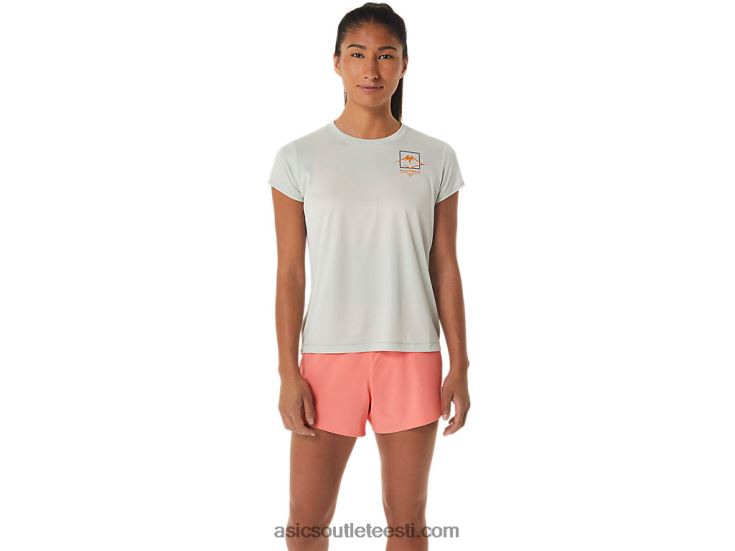 naiste fujitraili logoga lühikeste varrukatega topp 6PB8D2510Asics hele salvei
