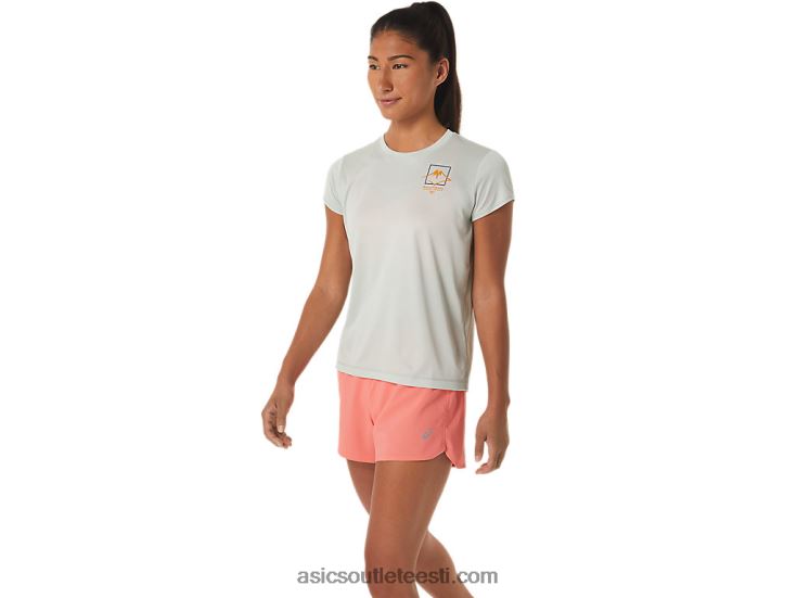 naiste fujitraili logoga lühikeste varrukatega topp 6PB8D2510Asics hele salvei