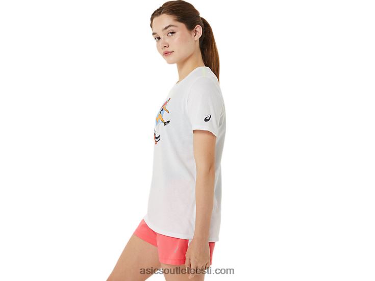 naiste graafiline lühikeste varrukatega wch 6PB8D3215Asics särav valge