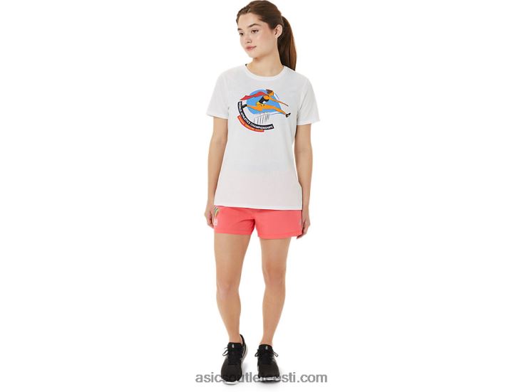 naiste graafiline lühikeste varrukatega wch 6PB8D3215Asics särav valge