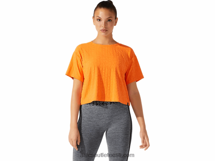 naiste kärbitud logoga žakaarvärvi lühike varrukas 6PB8D3932Asics päikesevirsik