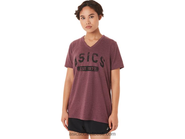 naiste lühikeste varrukatega est 1977 v-kaelusega t-särk 6PB8D3421Asics sügav marsi kanarbik