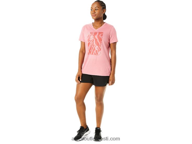 naiste lühikeste varrukatega mustriga v-kaelus 6PB8D3707Asics suitsune roos kanarbik