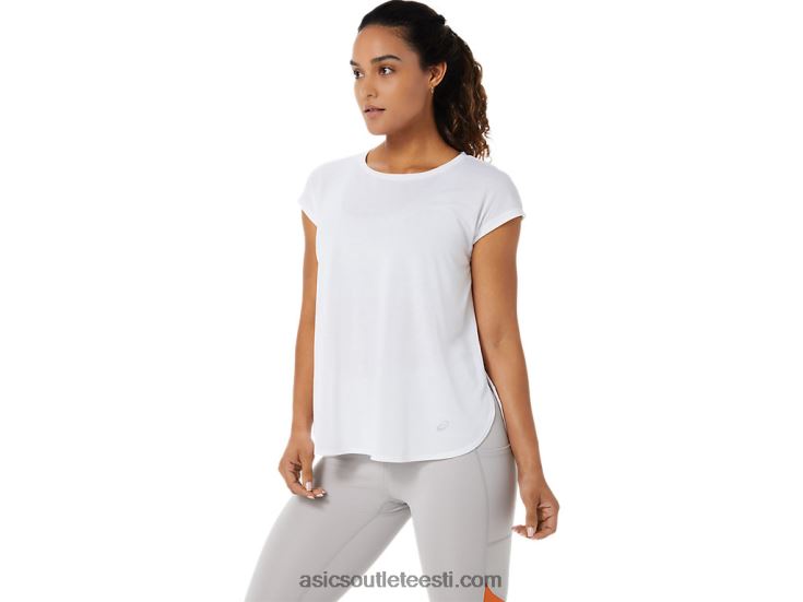 naiste lõhikuga lühikeste varrukatega topp 6PB8D3381Asics särav valge