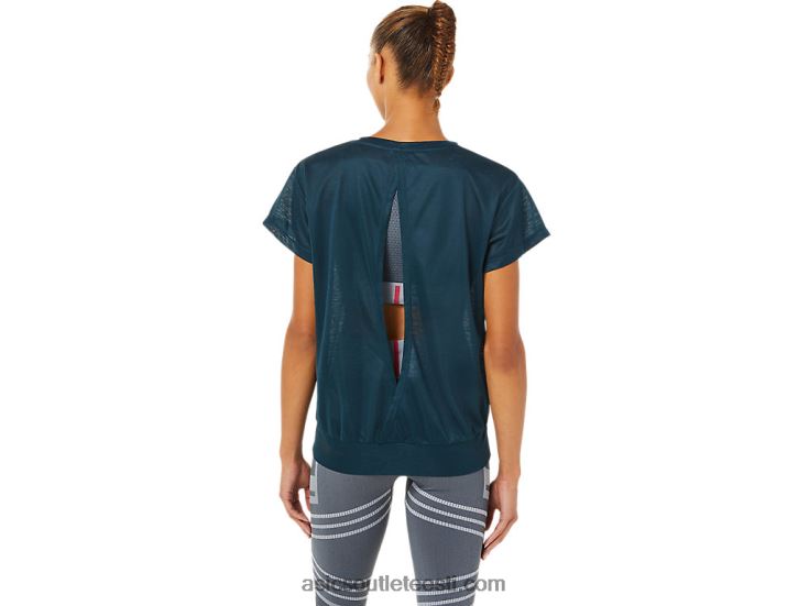 naiste lahtine seljaosa lühikeste varrukatega topp 6PB8D3363Asics prantsuse sinine