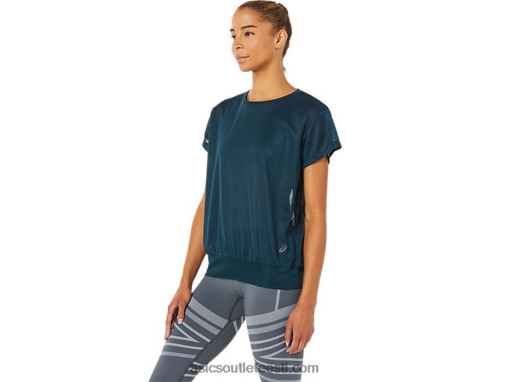 naiste lahtine seljaosa lühikeste varrukatega topp 6PB8D3363Asics prantsuse sinine