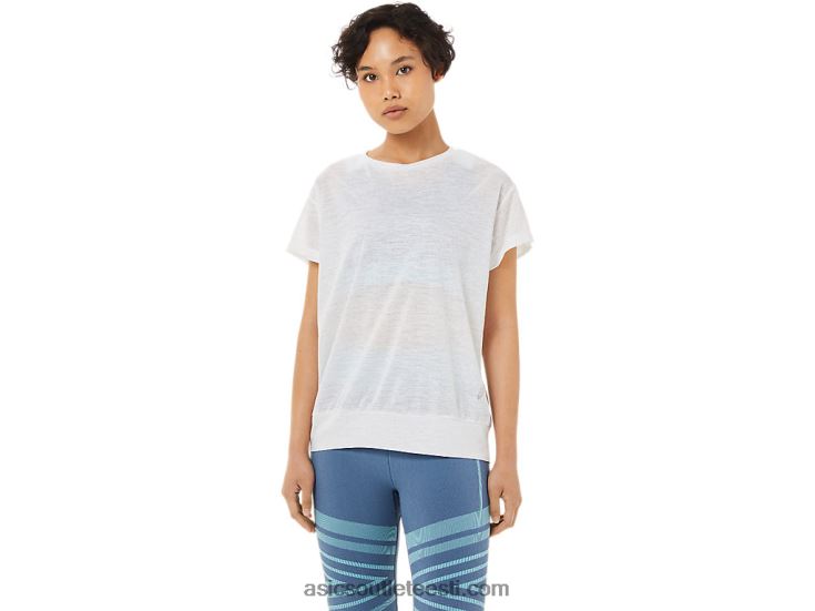 naiste lahtine seljaosa lühikeste varrukatega topp 6PB8D3374Asics särav valge