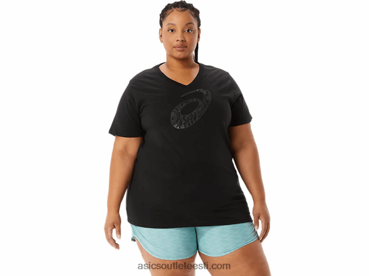 naiste spiraal \'a\' airbrush tiigritrükk vneck 6PB8D3183Asics sooritus must