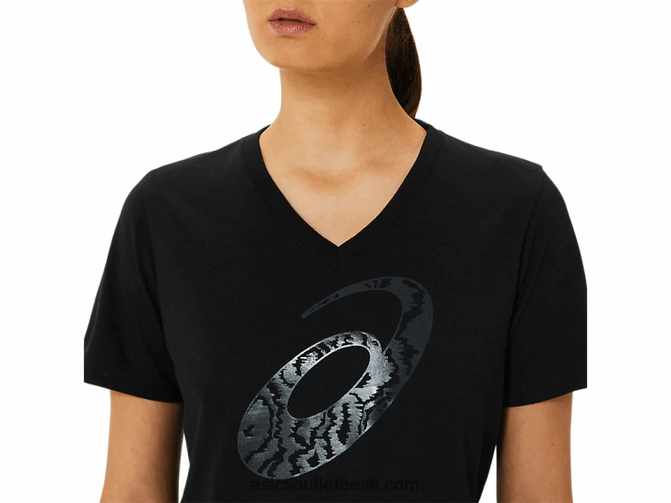 naiste spiraal \'a\' airbrush tiigritrükk vneck 6PB8D3183Asics sooritus must