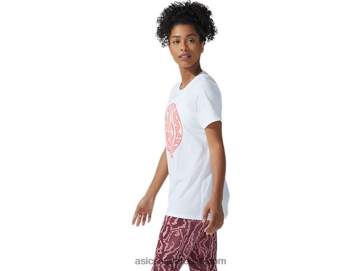 naiste uus tugev 92 graafiline tee 6PB8D3782Asics särav valge/leekiv korall