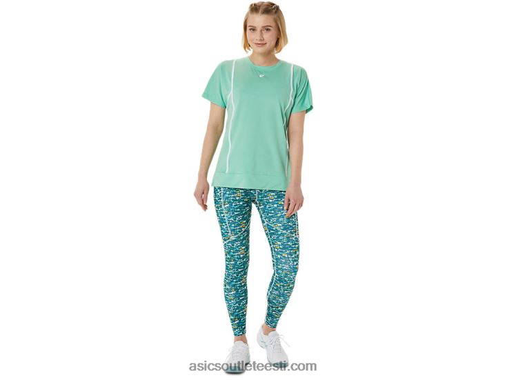 naiste uus tugev 92 lühikeste varrukatega topp 6PB8D3055Asics merevaht/säravvalge