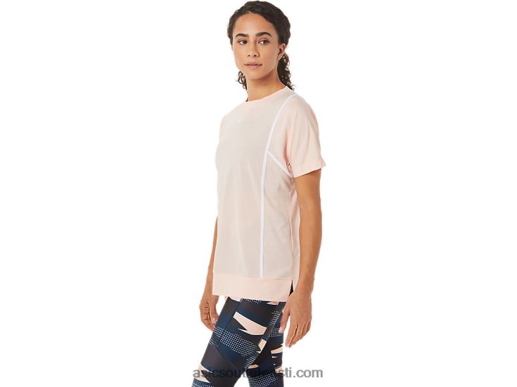 naiste uus tugev 92 lühikeste varrukatega topp 6PB8D3281Asics tuul / briljantvalge