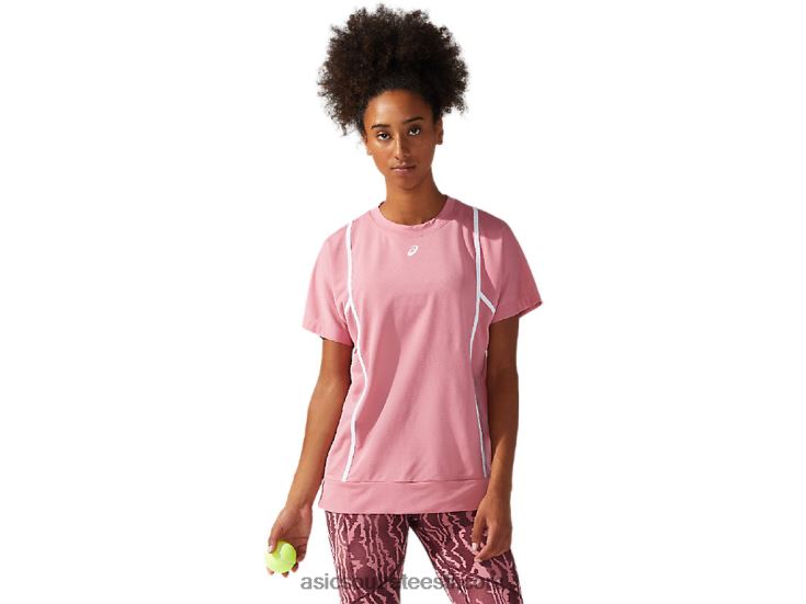 naiste uus tugev 92 lühikeste varrukatega topp 6PB8D3817Asics suitsune roos/säravvalge