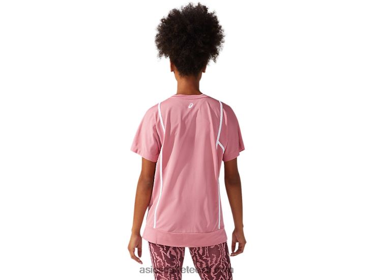 naiste uus tugev 92 lühikeste varrukatega topp 6PB8D3817Asics suitsune roos/säravvalge