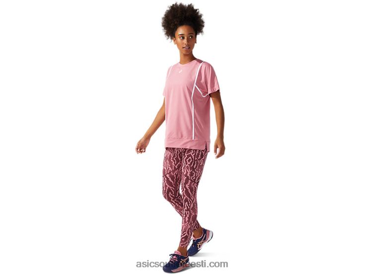 naiste uus tugev 92 lühikeste varrukatega topp 6PB8D3817Asics suitsune roos/säravvalge