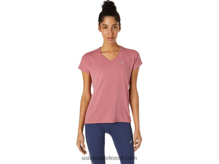 naiste v-kaelusega lühikeste varrukatega topp 6PB8D3832Asics suitsune roos