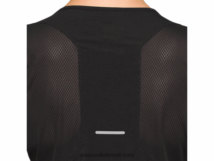 naiste v-kaelusega lühikeste varrukatega topp 6PB8D4183Asics sooritus must