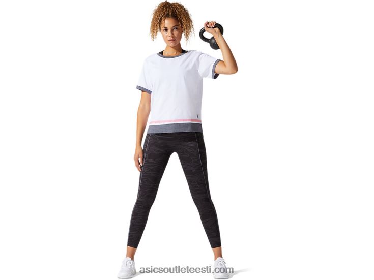 naiste värviplokk lühikeste varrukatega topp 6PB8D3978Asics särav valge/virsiku kroonleht